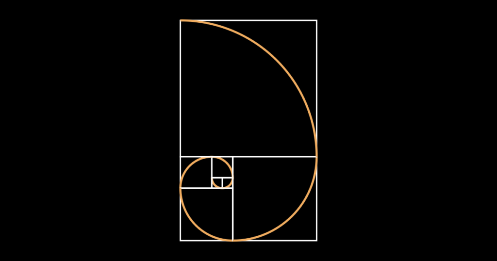 Fibonacci sequence animation showing squares forming a spiral pattern